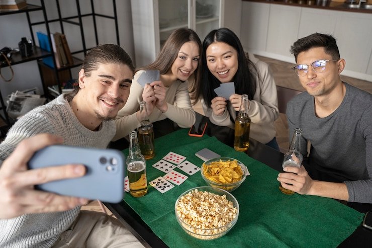 Filipino player on smartphone browsing pkbet live casino and slot game categories
